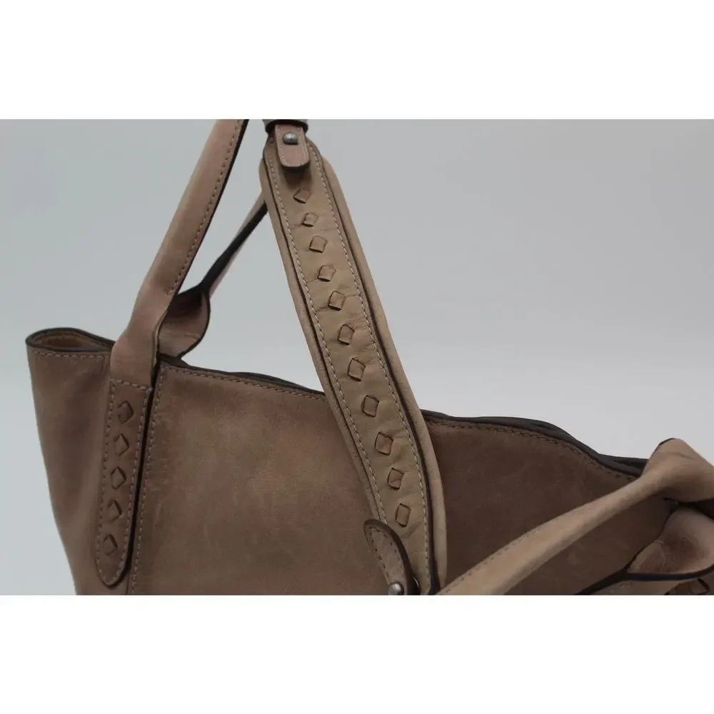 Frye Reed Leather Hobo Shoulder Bag Beige Tan Distressed Boho Western Purse - Picture 14 of 14